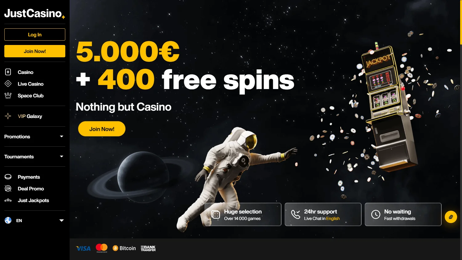 Q7 Casino home screen on desktop with casino games and navigation