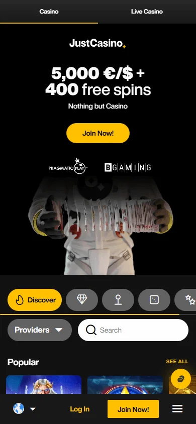 Q7 Casino home screen on a mobile device